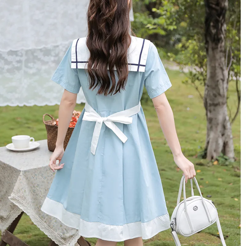RTNH Short Sleeved Dresses Women's Light Blue-3