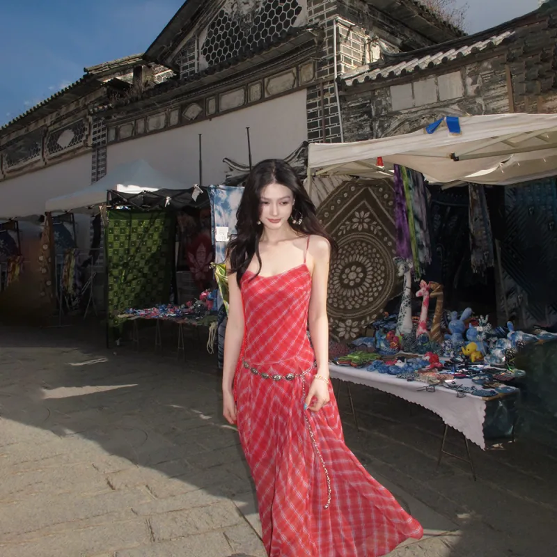 RTNH Summer Slip Dress Women's Red-6