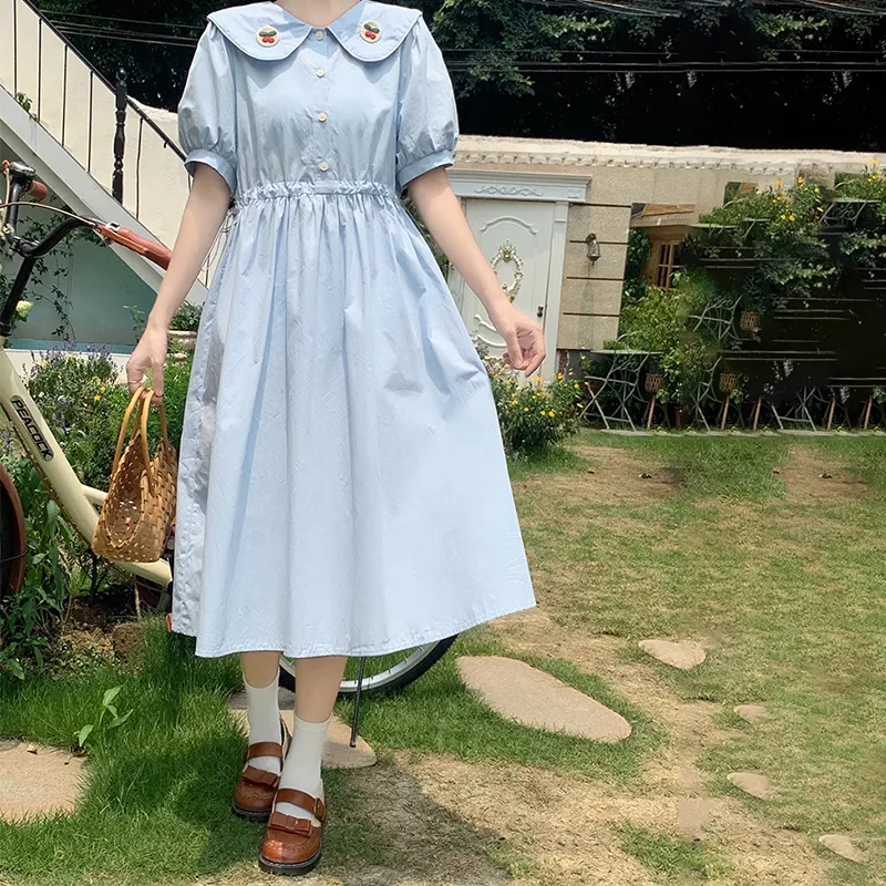 RTNH Short Sleeved Dress Women's Light Blue-6