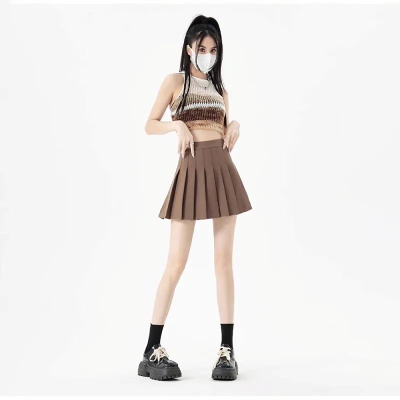 Vine Color Casual Short Skirts Women's-39