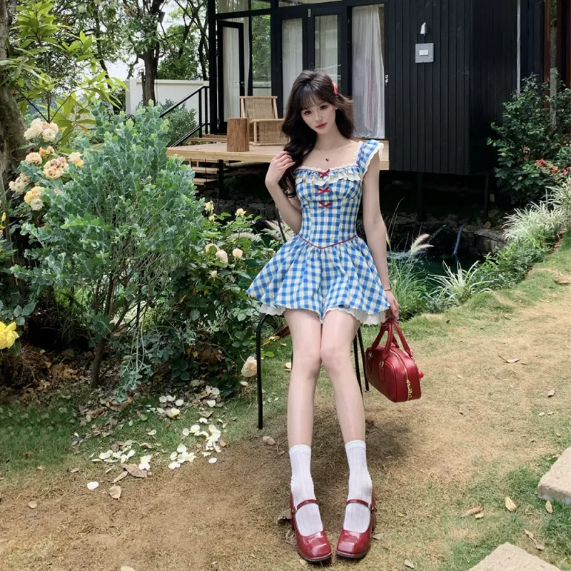 RTNH Summer Short Sleeved Dress Women's Blue-2