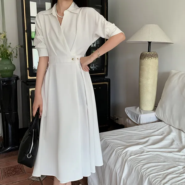 RTNH Short Sleeved Dress Women's White-2