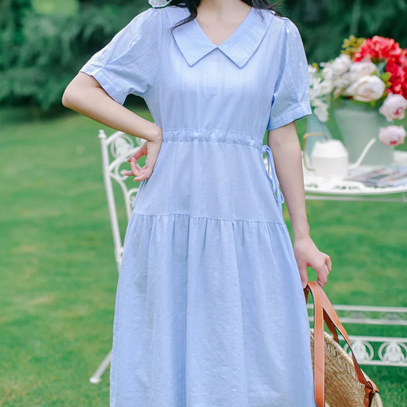 RTNH Short Sleeved Dress Women's Light Blue-2