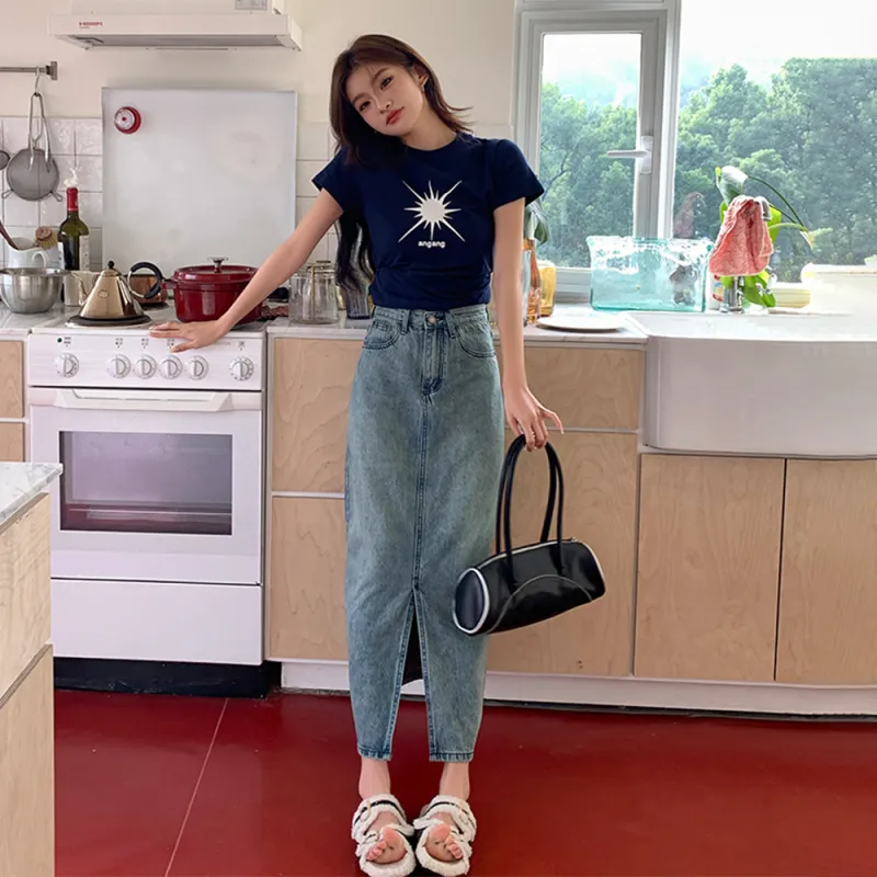 RTNH Denim Long Skirts Women's Blue-6