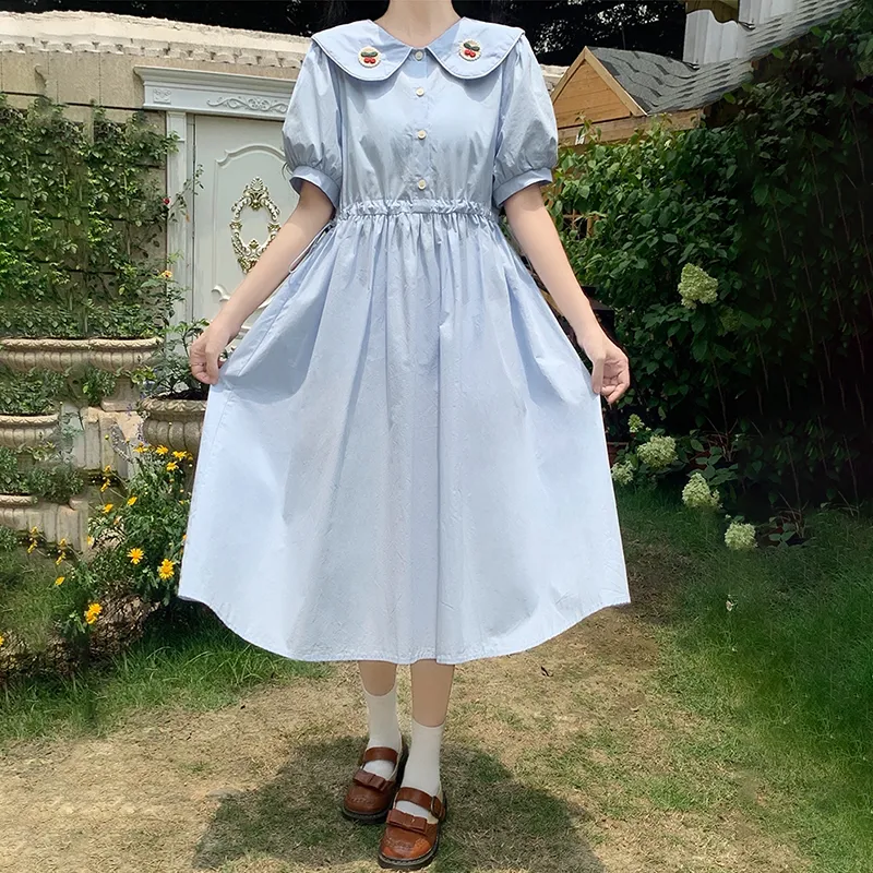 RTNH Short Sleeved Dress Women's Light Blue-3