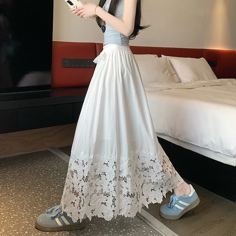 RTNH Casual Long Skirts Women's White-2