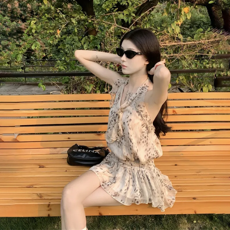 RTNH Summer Slip Dress Women's Leopard Print-3