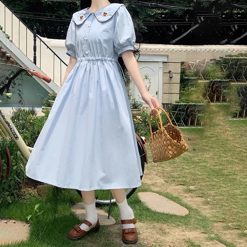 RTNH Short Sleeved Dress Women's Light Blue-8