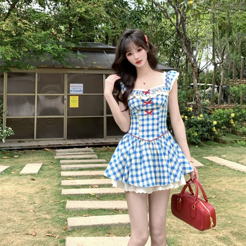 RTNH Summer Short Sleeved Dress Women's Blue-5