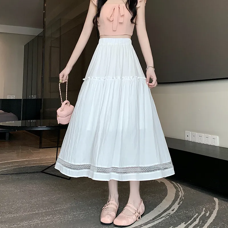 RTNH Casual Long Skirts Women's White-1