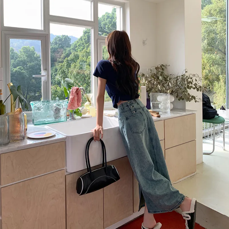 RTNH Denim Long Skirts Women's Blue-3