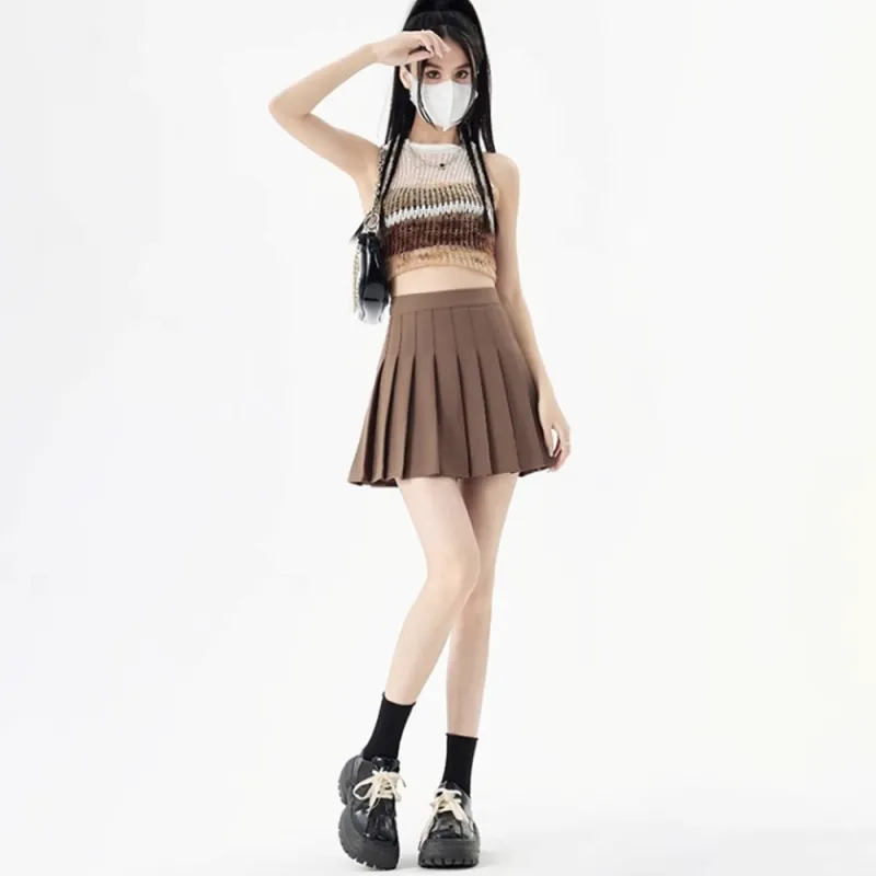 Vine Color Casual Short Skirts Women's-43