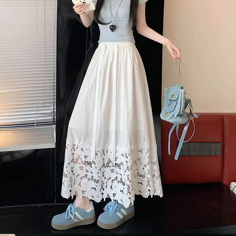 RTNH Casual Long Skirts Women's White-3