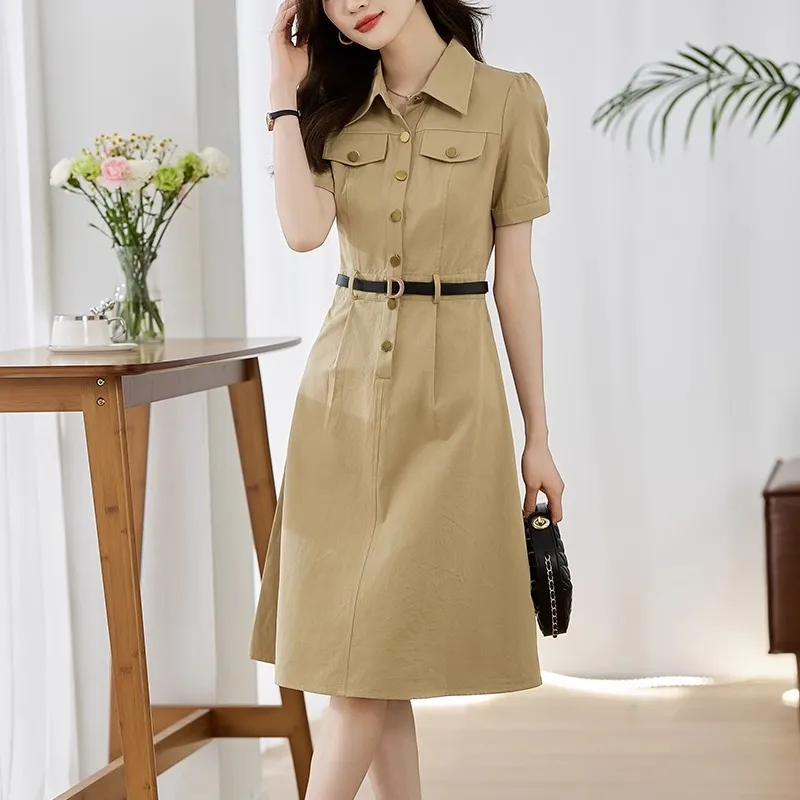 RTNH Short Sleeved Dresses Women's Khaki-2