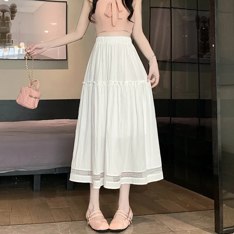 RTNH Casual Long Skirts Women's White-2