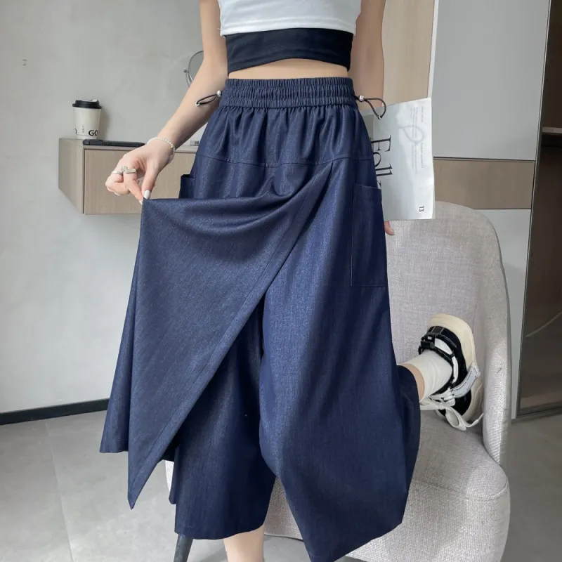 RTNH Casual Long Skirts Women's Denim Blue-5