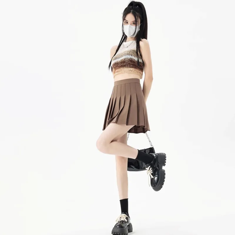 Vine Color Casual Short Skirts Women's-42