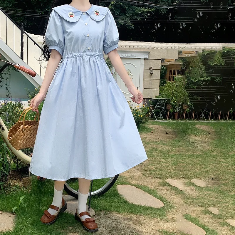 RTNH Short Sleeved Dress Women's Light Blue-5