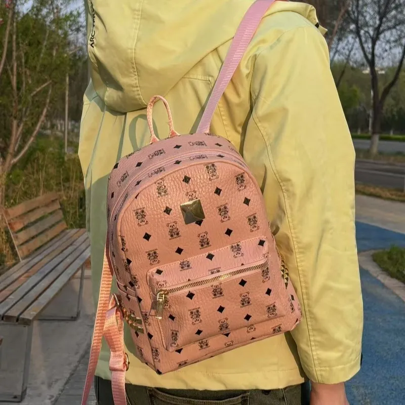 Gerlanx PU Backpack Regular Women's White/Pink/Brown-8