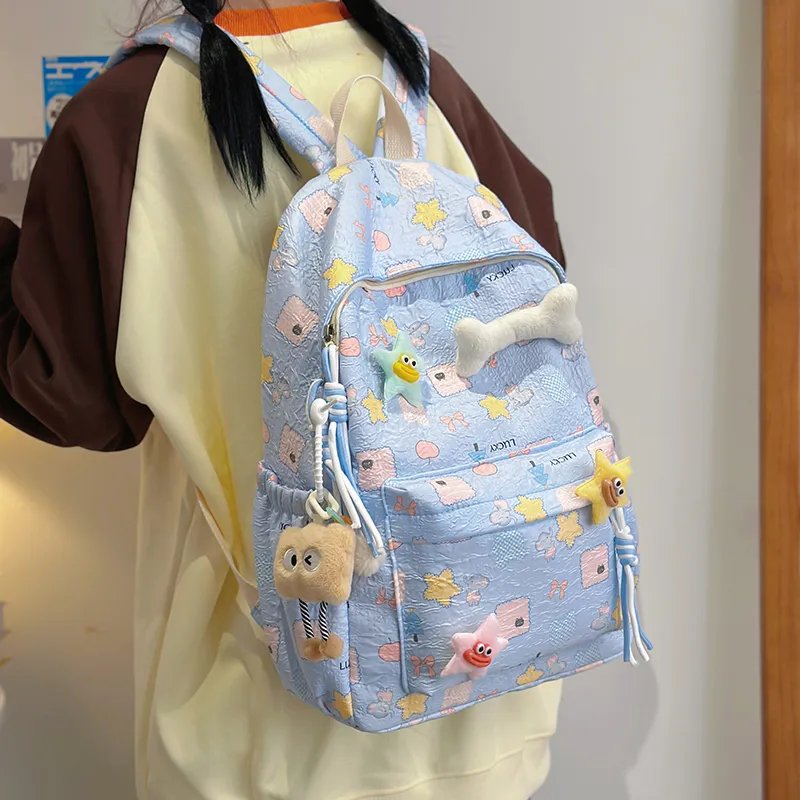 Gerlanx Nylon Backpack Women's Ecru/Sky Blue/Pink-11