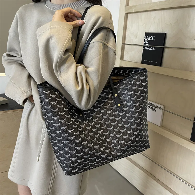Gerlanx PU Tote Bag Shopping Bag Shoulder Bags Large Size Women's Black/Brown-4
