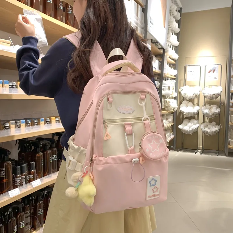 Gerlanx Canvas Backpack Regular Unisex Black Purple Pink Yellow Blue-13