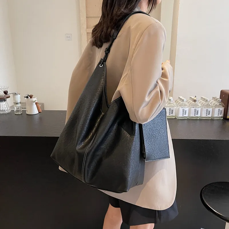 Gerlanx Pu Shoulder Bag Large Size Women's Black Burgundy Khaki Coffee-4