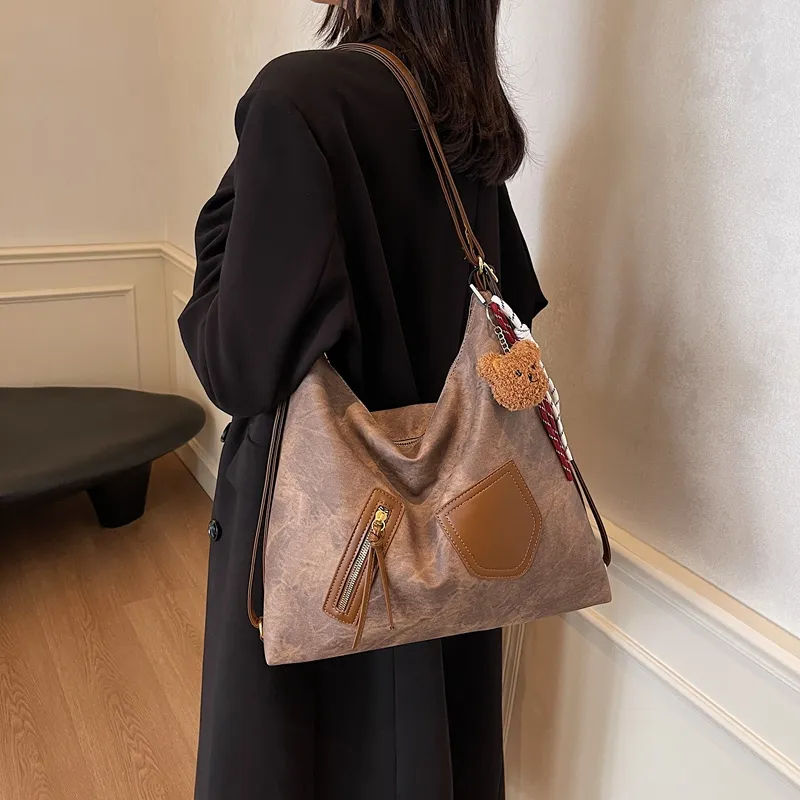 Gerlanx Pu Tote Bag, Shoulder Bag, Backpack Large Size Women's Dark Tea/Coffee/Brown/Denim Blue/Ecru-12