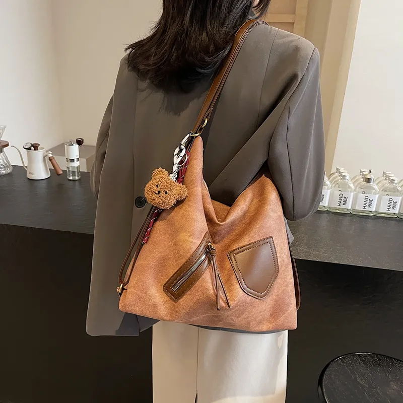 Gerlanx Pu Tote Bag, Shoulder Bag, Backpack Large Size Women's Dark Tea/Coffee/Brown/Denim Blue/Ecru-17