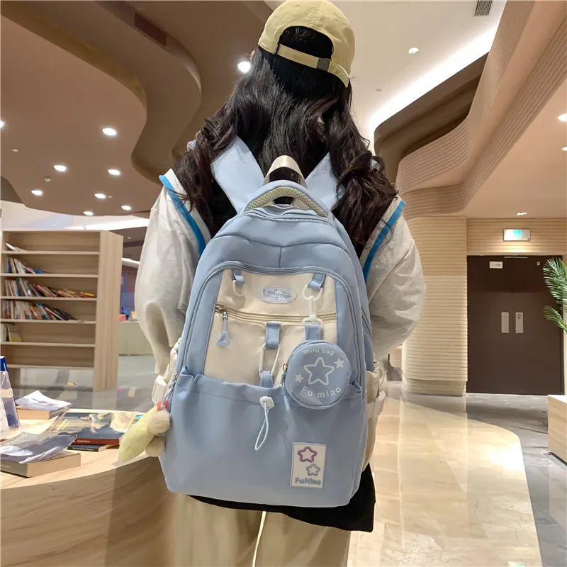 Gerlanx Canvas Backpack Regular Unisex Black Purple Pink Yellow Blue-2