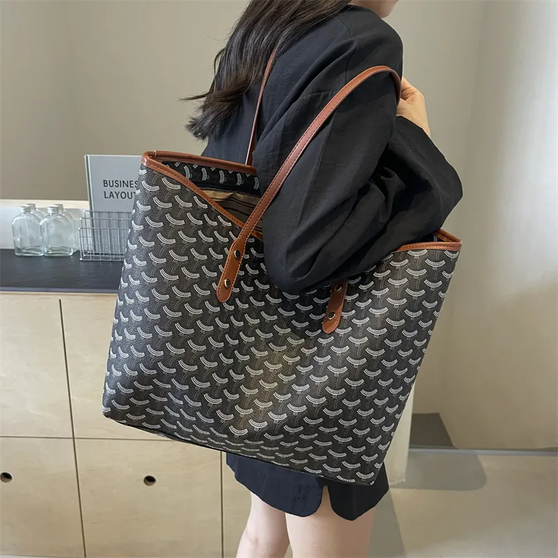 Gerlanx PU Tote Bag Shopping Bag Shoulder Bags Large Size Women's Black/Brown-13