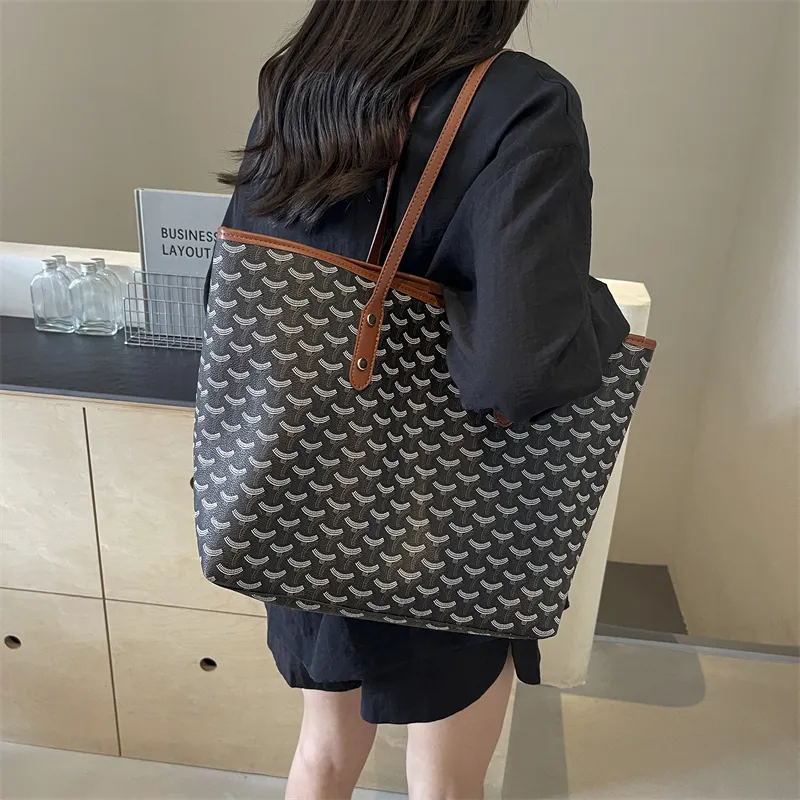 Gerlanx PU Tote Bag Shopping Bag Shoulder Bags Large Size Women's Black/Brown-10