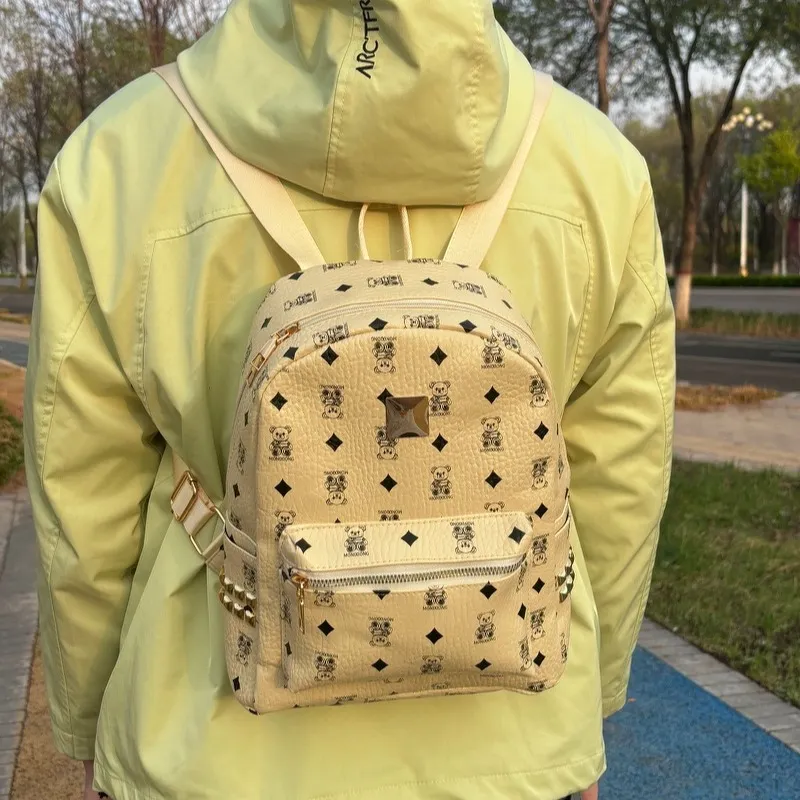 Gerlanx PU Backpack Regular Women's White/Pink/Brown-2