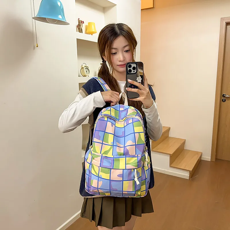 Gerlanx Nylon Backpack Women's Blue Green/Purple Pink/Blue Purple/Blue White-10
