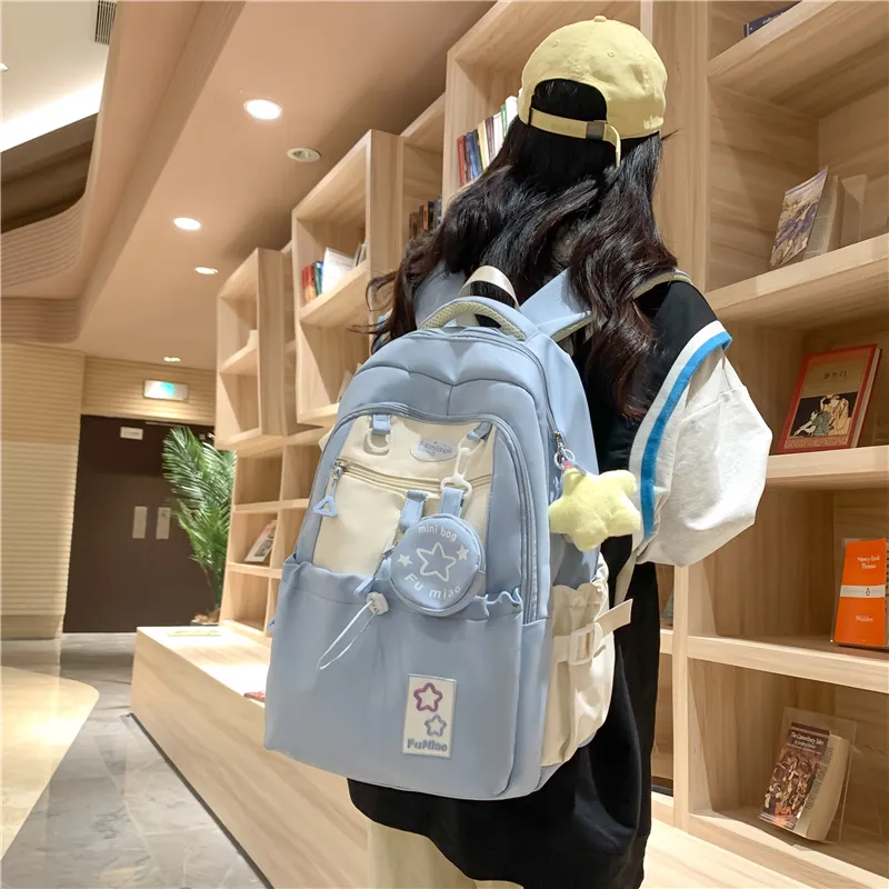 Gerlanx Canvas Backpack Regular Unisex Black Purple Pink Yellow Blue-3