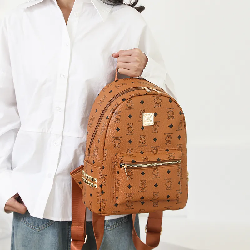 Gerlanx Pu Backpack Women's Brown/Pink/White/Black-3