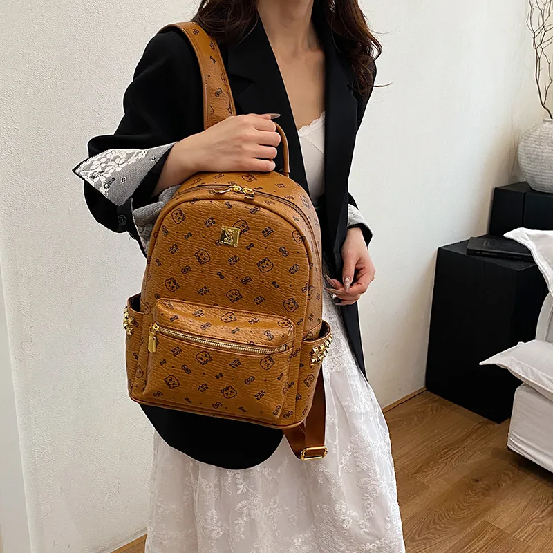 Gerlanx PU Backpack Regular Women's Pink/Brown/White/Black-17