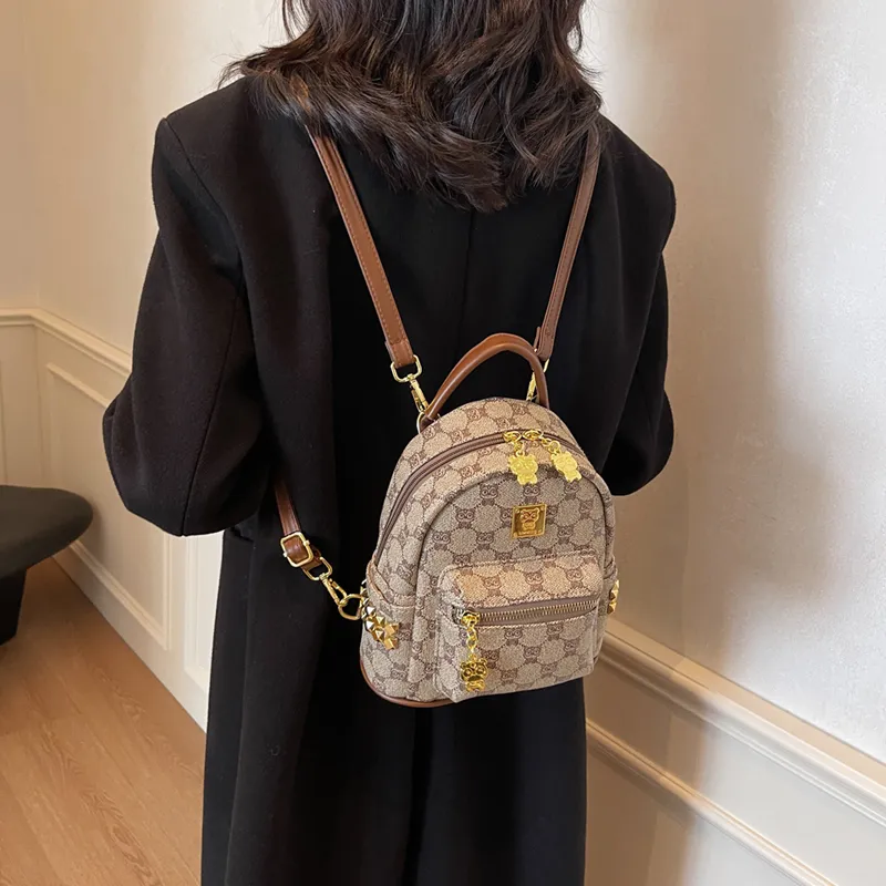 BAODIDAISHU Pu Backpack Women's White/Pink/Brown-52