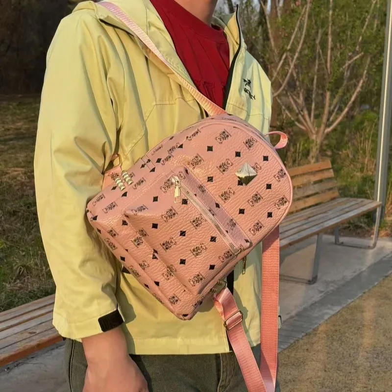 Gerlanx PU Backpack Regular Women's White/Pink/Brown-9