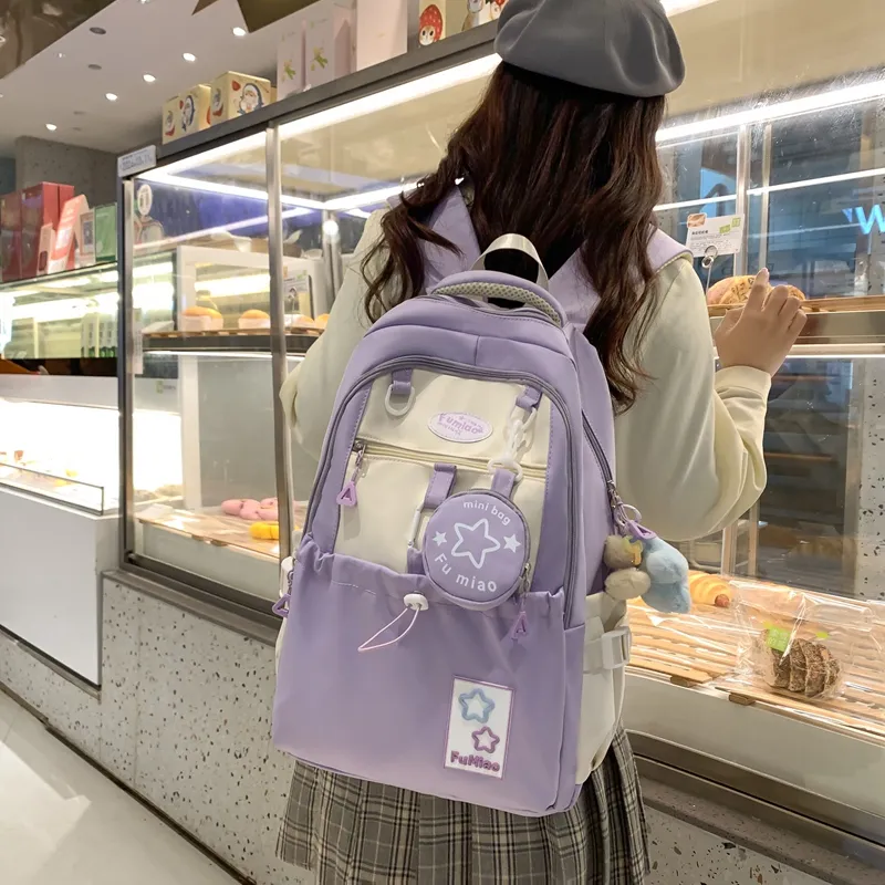 Gerlanx Canvas Backpack Regular Unisex Black Purple Pink Yellow Blue-6