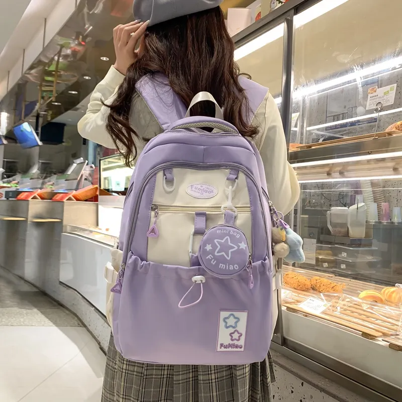 Gerlanx Canvas Backpack Regular Unisex Black Purple Pink Yellow Blue-7