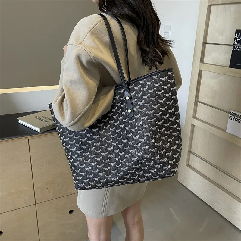 Gerlanx PU Tote Bag Shopping Bag Shoulder Bags Large Size Women's Black/Brown-6