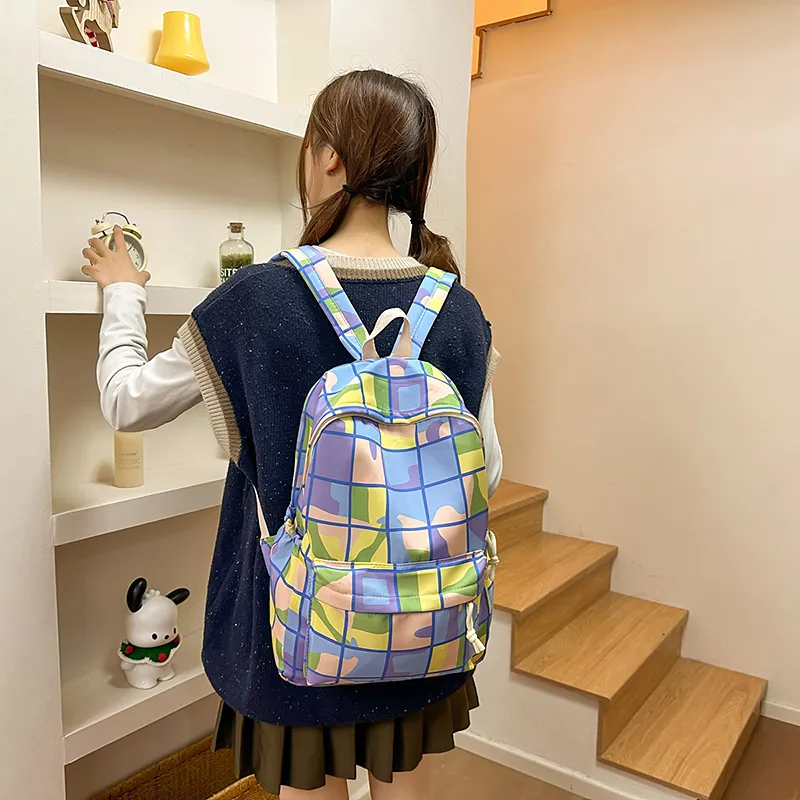 Gerlanx Nylon Backpack Women's Blue Green/Purple Pink/Blue Purple/Blue White-12