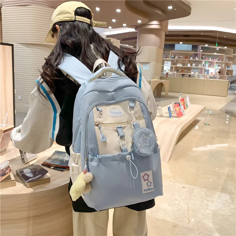 Gerlanx Canvas Backpack Regular Unisex Black Purple Pink Yellow Blue-1