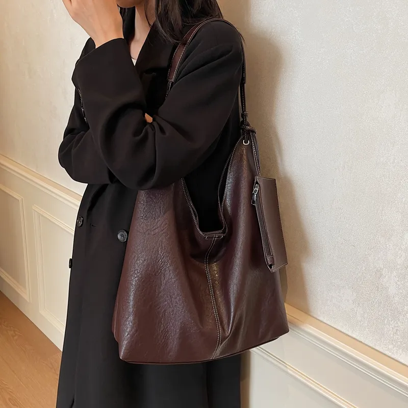 Gerlanx Pu Shoulder Bag Large Size Women's Black Burgundy Khaki Coffee-14