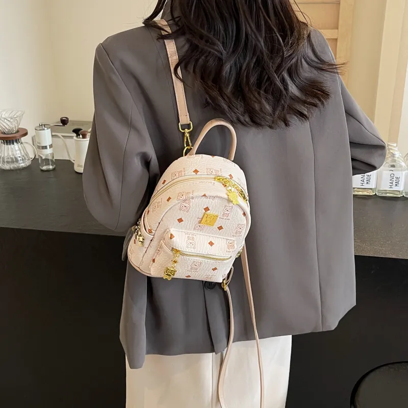 BAODIDAISHU Pu Backpack Women's White/Pink/Brown-39