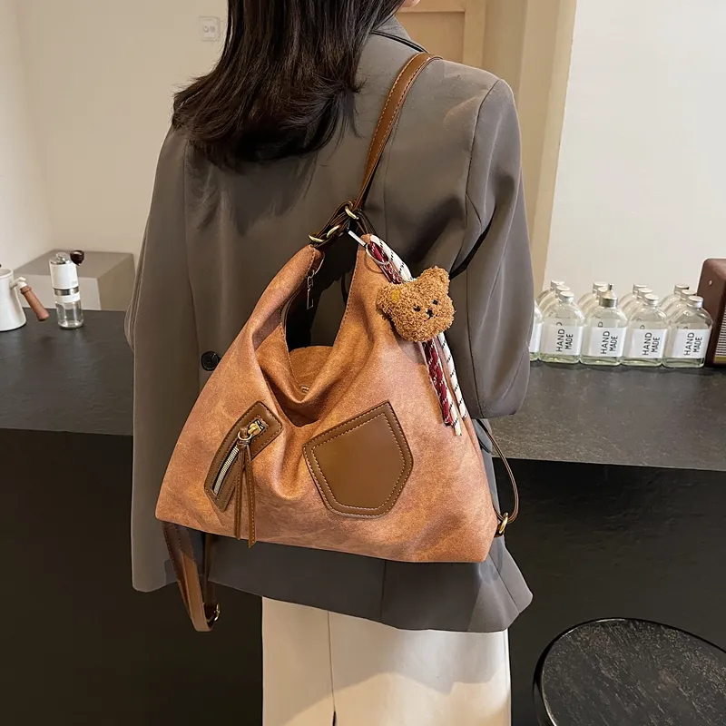Gerlanx Pu Tote Bag, Shoulder Bag, Backpack Large Size Women's Dark Tea/Coffee/Brown/Denim Blue/Ecru-15