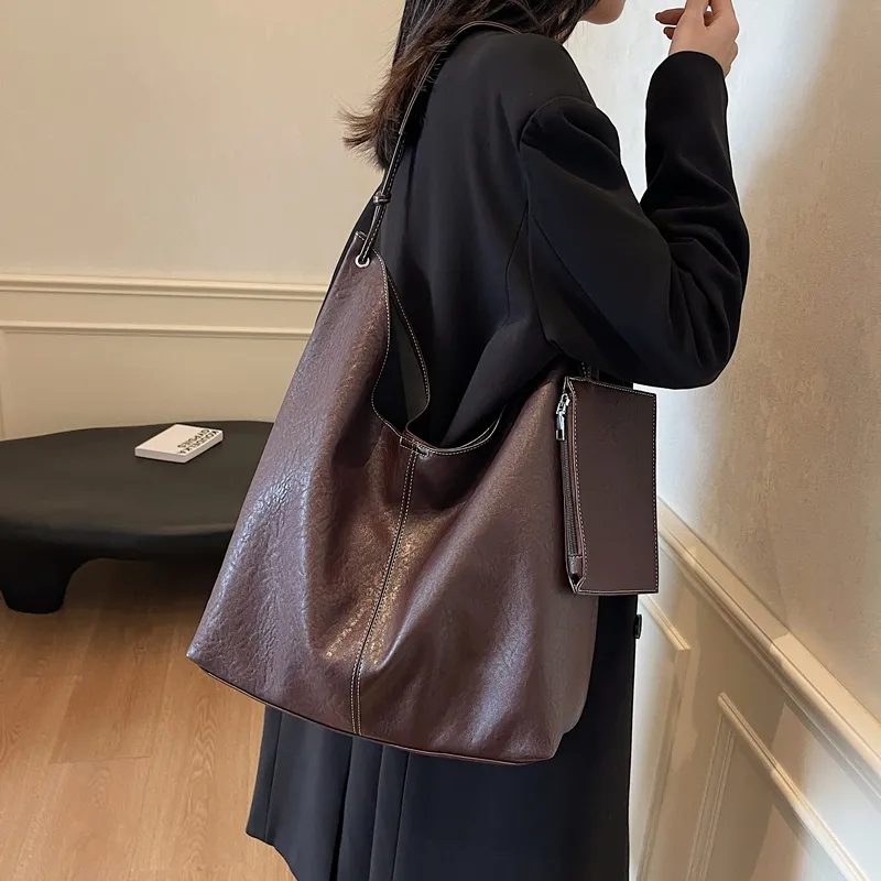 Gerlanx Pu Shoulder Bag Large Size Women's Black Burgundy Khaki Coffee-15