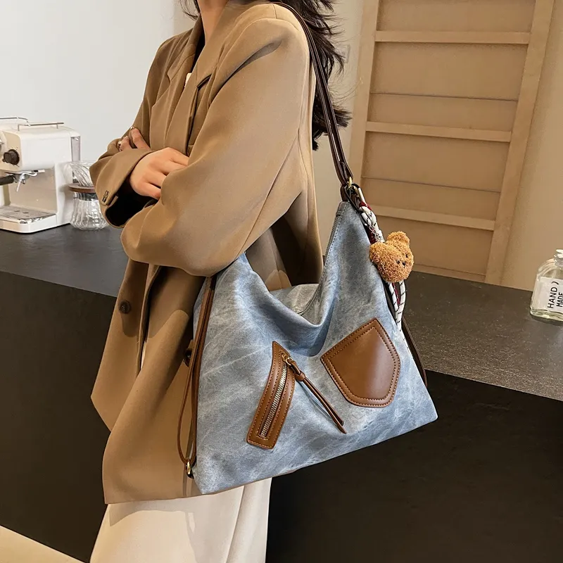 Gerlanx Pu Tote Bag, Shoulder Bag, Backpack Large Size Women's Dark Tea/Coffee/Brown/Denim Blue/Ecru-4