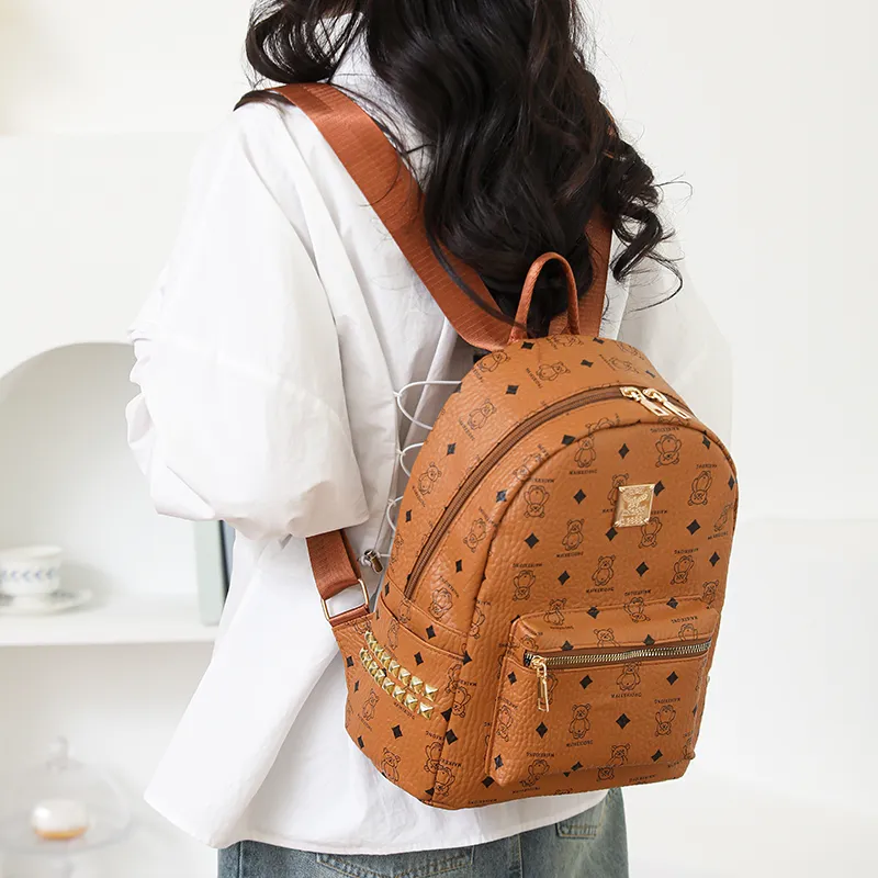 Gerlanx Pu Backpack Women's Brown/Pink/White/Black-1